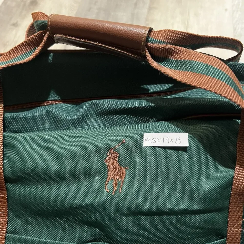 VTG Polo Ralph Lauren Duffle Bag Mens Green Canvas Large Weekender Travel 90s